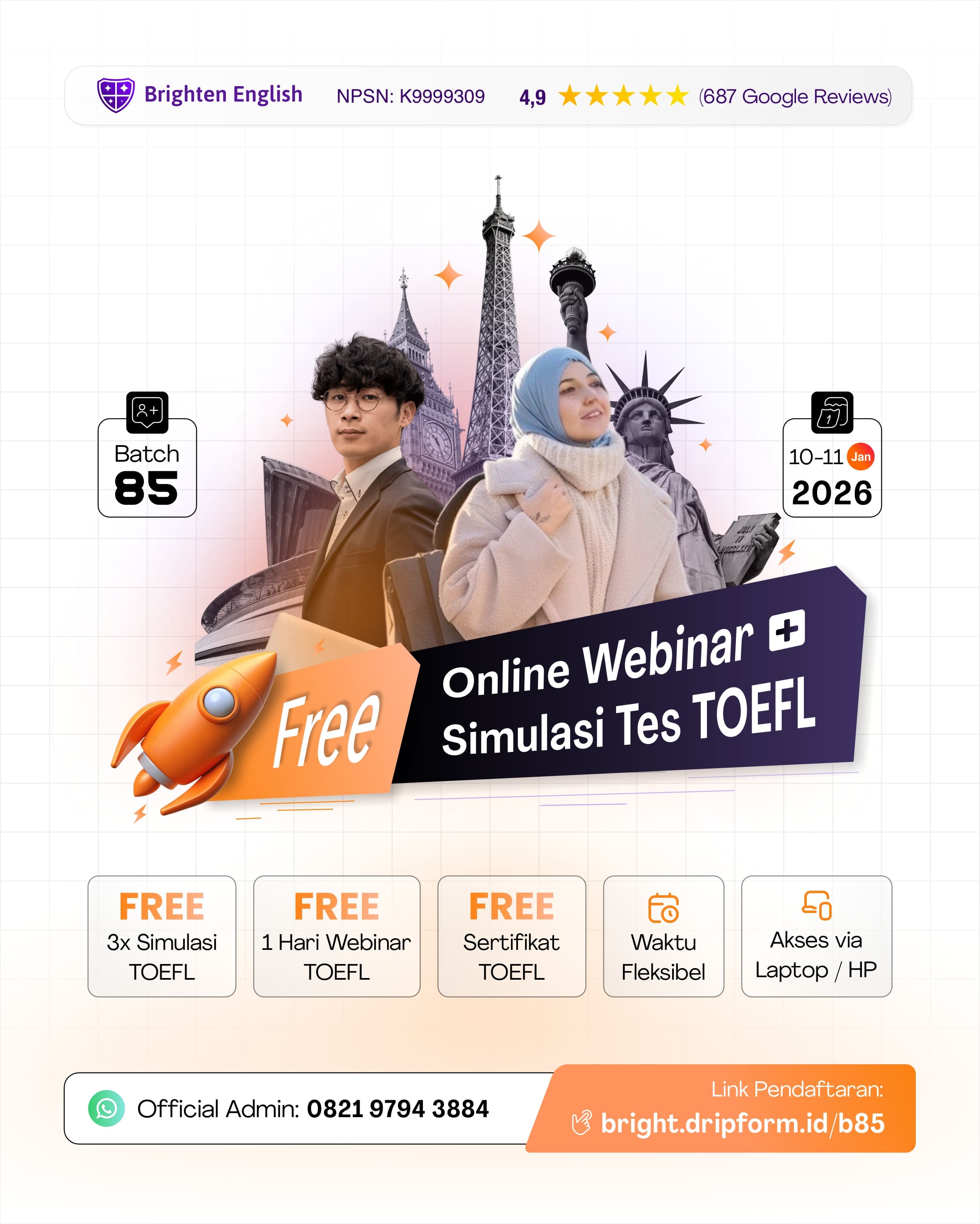 Webinar + Tes TOEFL Gratis Batch 85 Preview