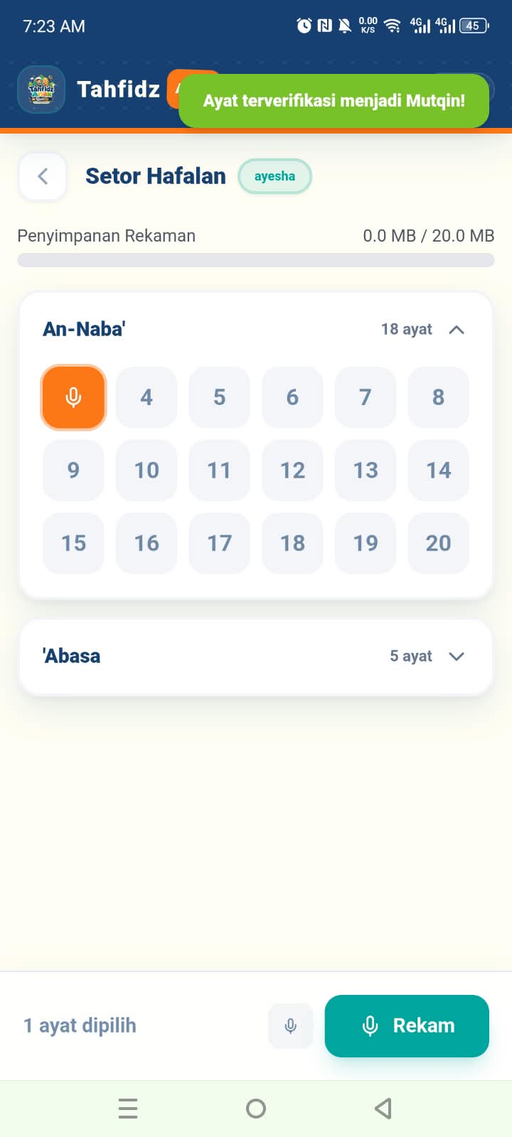 Setor Rekam Hafalan